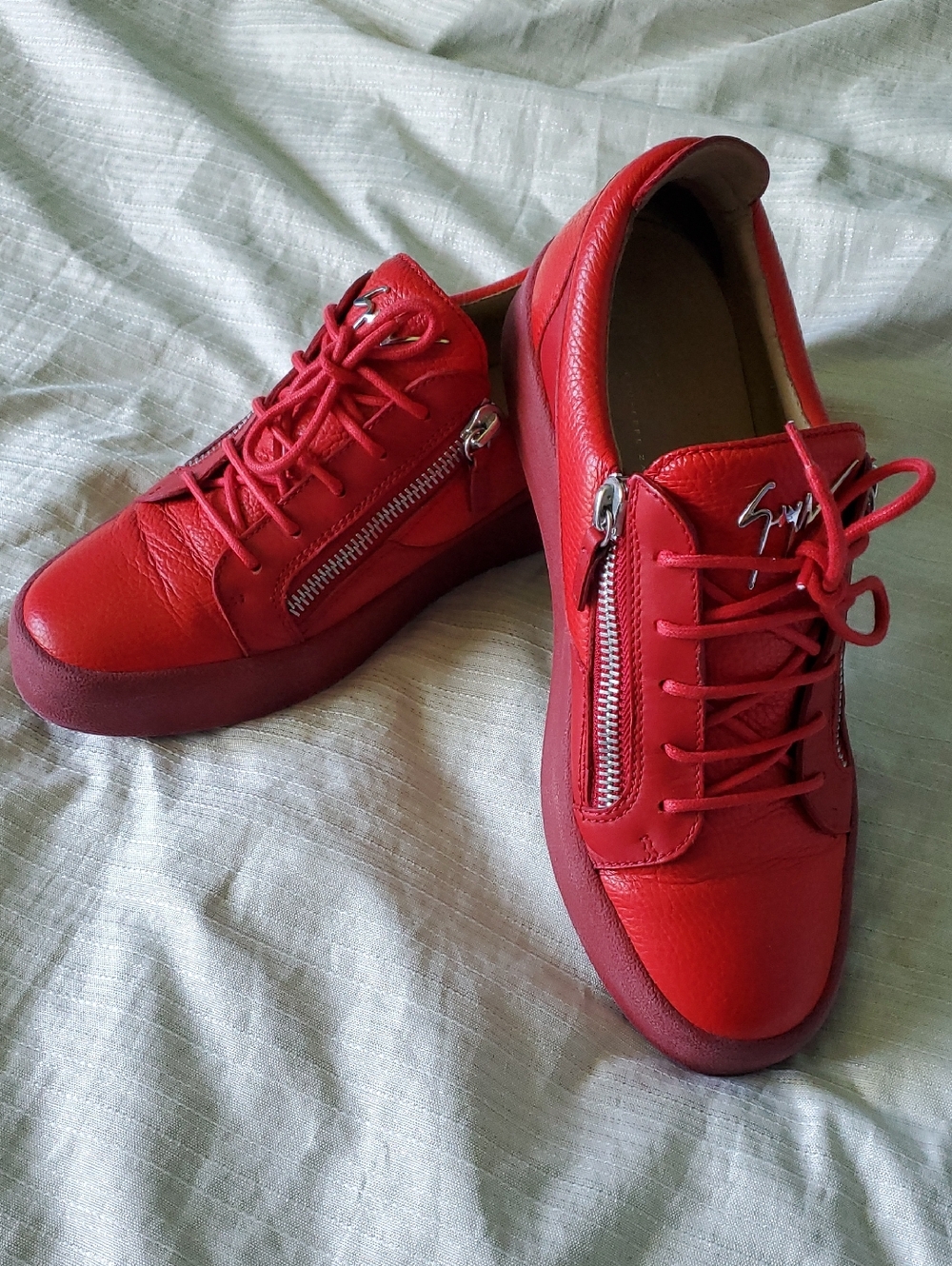 Giuseppe Zanotti Frankie Red Leather Burgundy Sole Sneaker